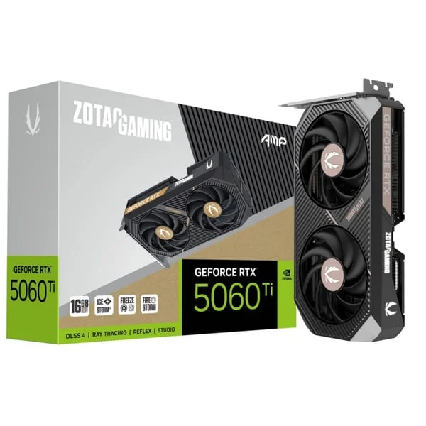 ZOTAC GeForce RTX 5060 Ti AMP 16GB, Grafikkarte (DLSS 5, 3x DisplayPort, 1x HDMI 2.1)