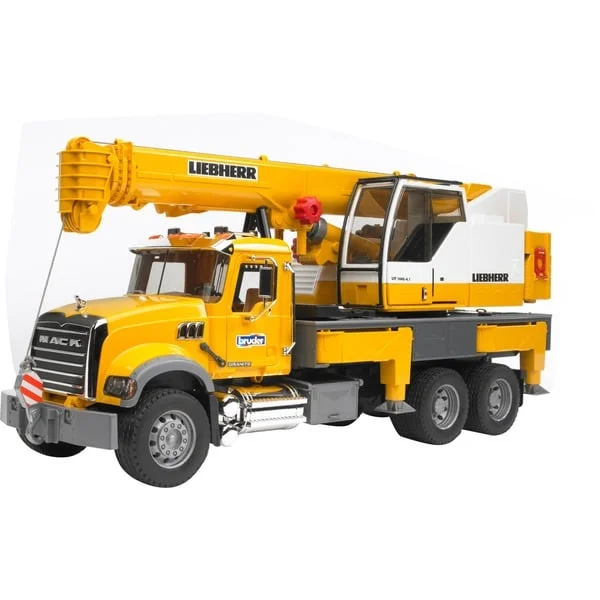 bruder 02818 MACK Granite Liebherr Kran-LKW, Modellfahrzeug (gelb/grau)