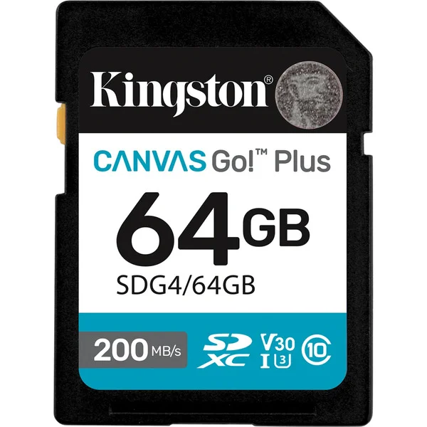 Kingston Canvas Go! Plus 64GB SDXC, Speicherkarte (schwarz, UHS-I U3, Class 10, V30)