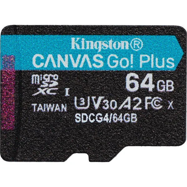 Kingston Canvas Go! Plus 64 GB microSDXC, Speicherkarte (schwarz, UHS-I U3, Class 10, V30, A2)