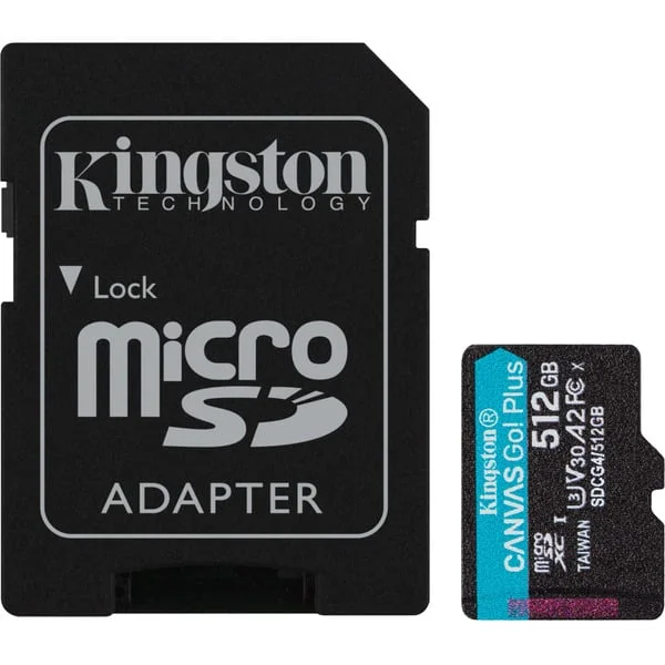 Kingston Canvas Go! Plus 512 GB microSDXC, Speicherkarte (schwarz, UHS-I U3, Class 10, V30, A2)