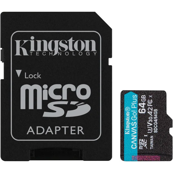 Kingston Canvas Go! Plus 64 GB microSDXC, Speicherkarte (schwarz, UHS-I U3, Class 10, V30, A2)