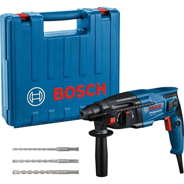 Bosch Professional Bohrhammer GBH 2-21 Professional, mit 3-teiligen Bohrer-Set (blau/schwarz, 720 Watt, Koffer)
