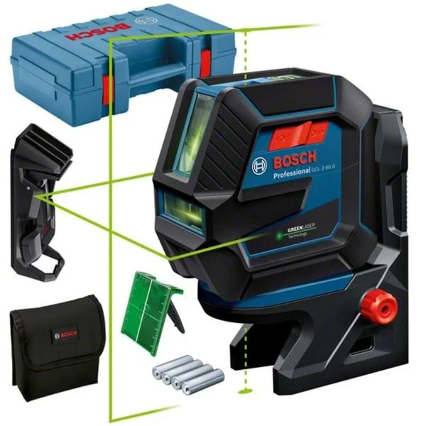 Bosch Professional Kombilaser GCL 2-50 G Professional, mit Deckenklemme, Kreuzlinienlaser (blau/schwarz, grüne Laserlinien, mit Halterung RM10 Professional)