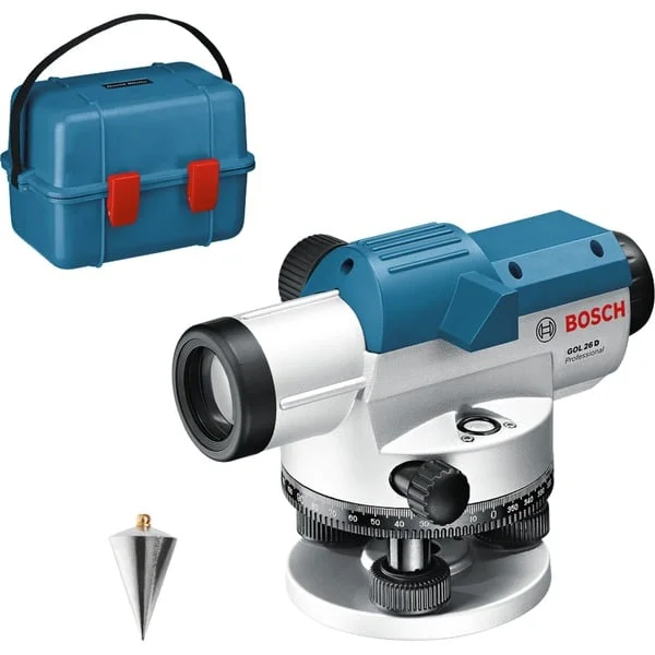 Bosch Professional Optisches Nivelliergerät GOL 26 D Professional (blau, Koffer, Maßeinheit 360 Grad)