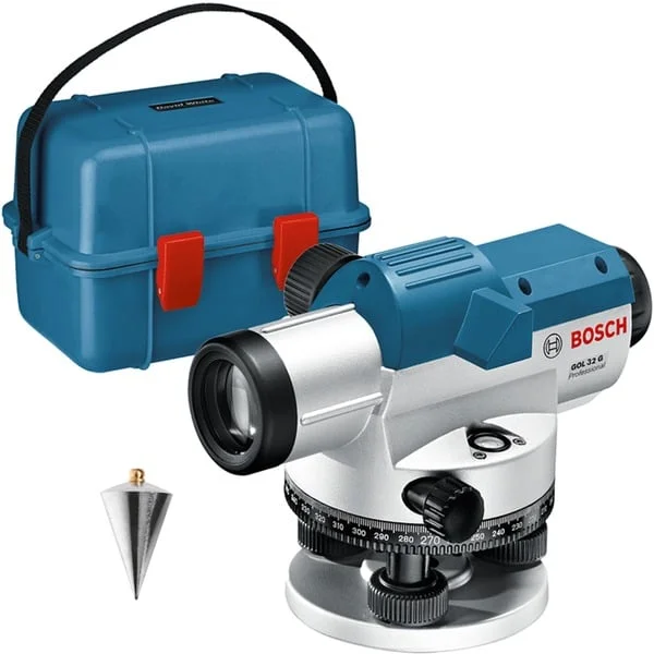 Bosch Professional Optisches Nivelliergerät GOL 32 G Professional (blau, Koffer, Maßeinheit 400 Gon)