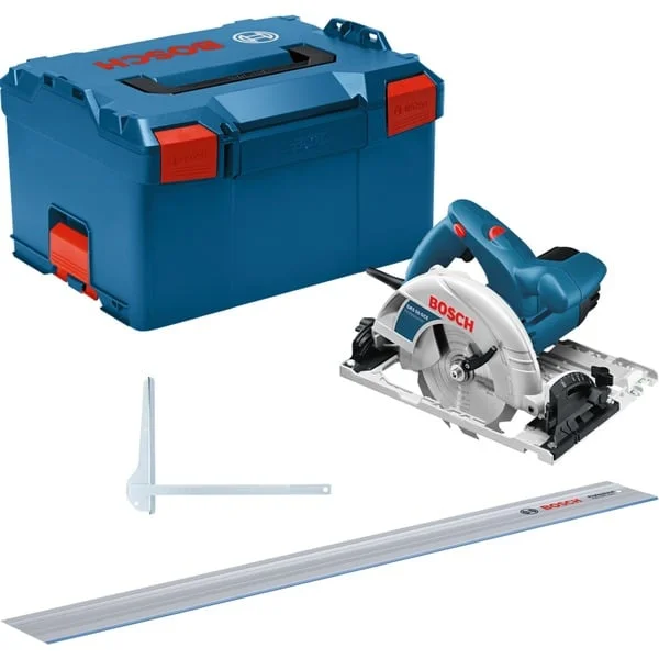 Bosch Professional Handkreissäge GKS 55+ GCE Professional (blau, 1.350 Watt, L-BOXX, Führungsschiene FSN 1400)