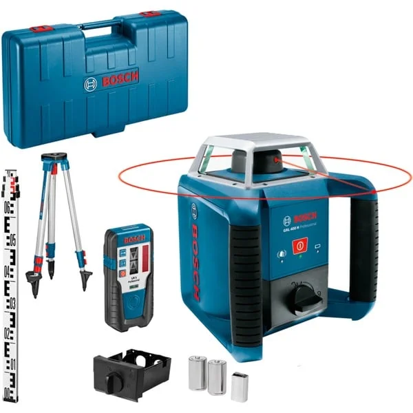 Bosch Professional Rotationslaser GRL 400 H Professional (blau, rote Laserlinie, mit Laser-Empfänger LR 1, Baustativ BT 152, im Koffer)