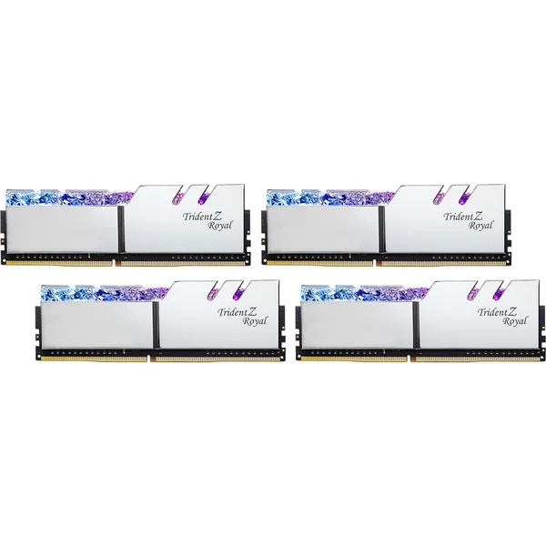 G.Skill DIMM 64 GB DDR4-3600 (4x 16 GB) Quad-Kit, Arbeitsspeicher (silber, F4-3600C16Q-64GTRSC, Trident Z Royal, INTEL XMP)