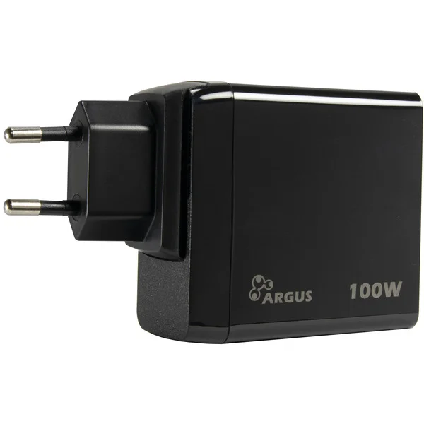 Inter-Tech Ladegerät Argus PD-3100, USB-C Charger (schwarz, 2 Meter Kabel, PD 3.0, 100 Watt)