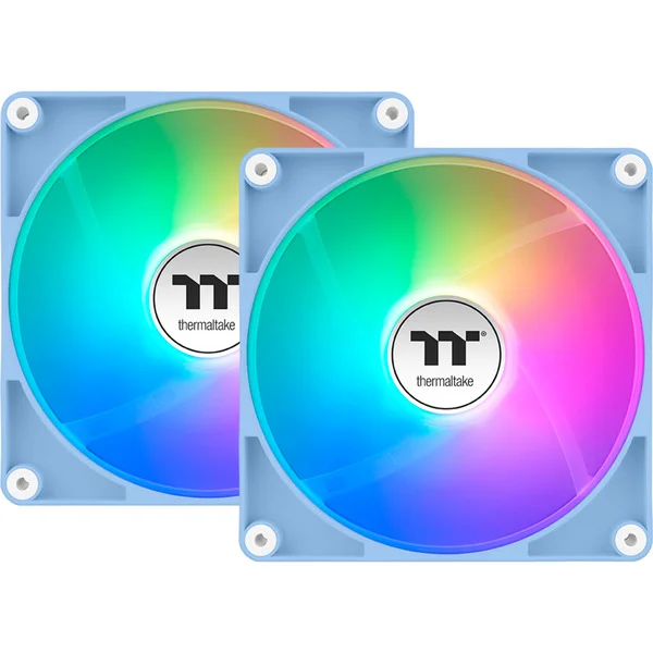 Thermaltake CT140 Reverse ARGB Sync PC Cooling Fan Hydrangea Blue, Gehäuselüfter (hellblau, 2er Pack, Reverse, 140 mm)