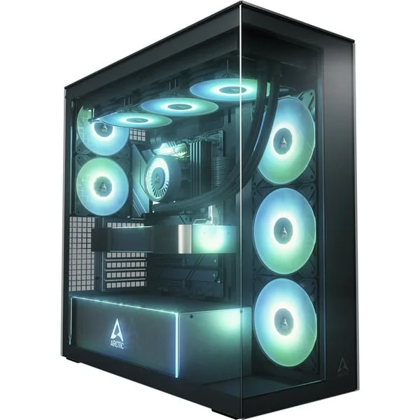ARCTIC Xtender Mirror Black Design, Tower-Gehäuse (schwarz, Tempered Glass x 2 (verspiegelt))