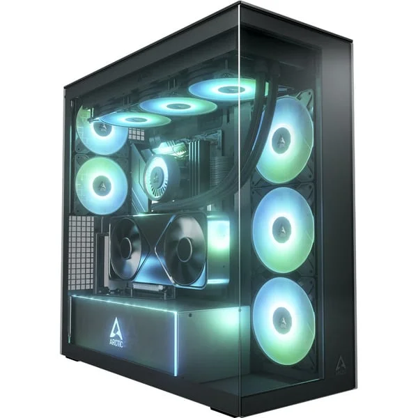 ARCTIC Xtender VG Mirror Black Design, Tower-Gehäuse (schwarz, Tempered Glass x 2 (verspiegelt))