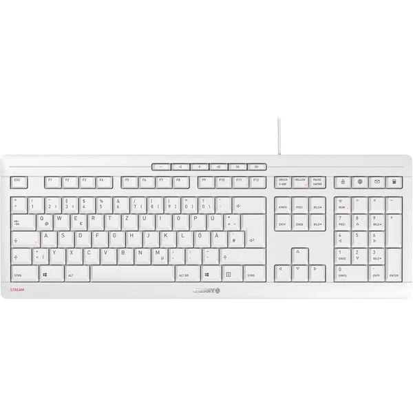 CHERRY STREAM KEYBOARD, Tastatur (weiß/grau, DE-Layout, Cherry SX-Scherentechnologie)