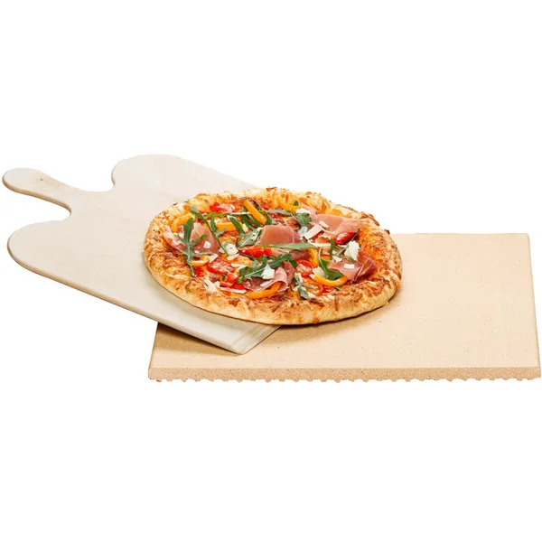Rommelsbacher Pizzastein / Brotbackstein-Set PS 16 (beige, 35 x 35cm, mit Holzschaufel)