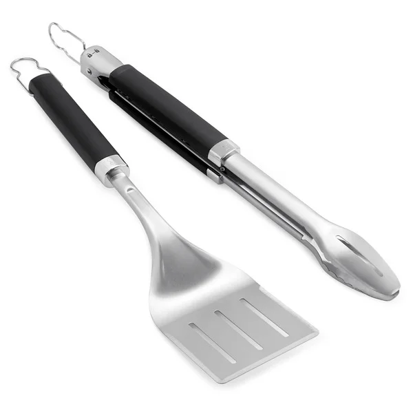 Weber Premium Grillbesteck, 2-teilig (edelstahl/schwarz, Wender und Grillzange)