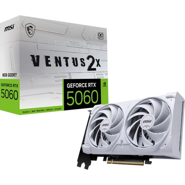MSI GeForce RTX 5060 VENTUS 2X OC WHITE 8G, Grafikkarte (weiß, DLSS 5, 3x DisplayPort, 1x HDMI 2.1)