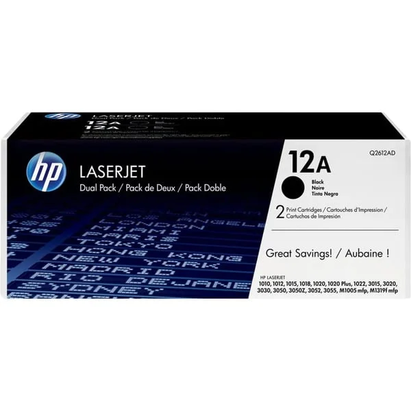 HP Toner schwarz 12A (Q2612AD) (schwarz, Doppelpack, Retail)
