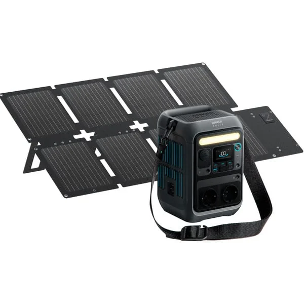 Anker SOLIX Tragbare Powerstation C300X + Faltbares Solarpanel PS60 (grau, 288Wh, 300 Watt, 600 Watt SurgePad, PD 3.1)