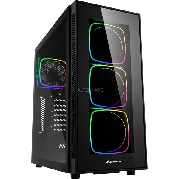 Sharkoon TG6 RGB, Tower-Gehäuse (schwarz, Front und Seitenteil aus gehärtetem Glas)