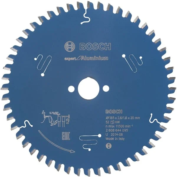 Bosch Professional Kreissägeblatt Expert for Aluminium, Ø 165mm, 52Z (Bohrung 20mm, für Handkreissägen)