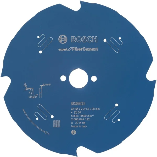 Bosch Professional EXPERT Fibre Cement Kreissägeblatt, Ø 165mm, 4Z (Bohrung 20mm, für Handkreissägen)