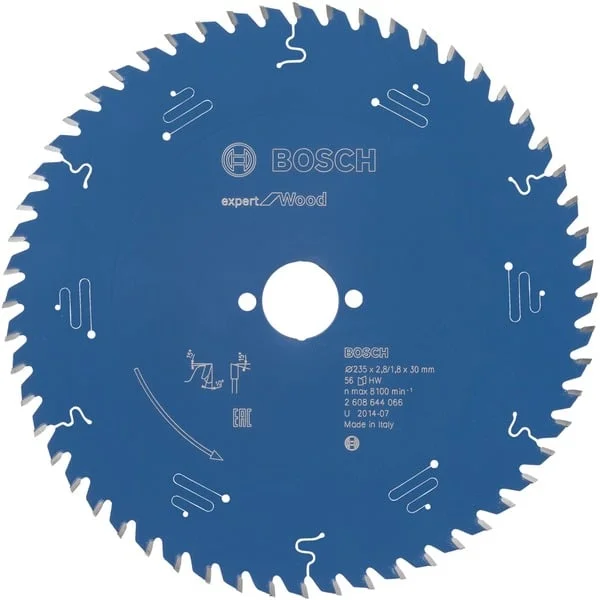Bosch Professional EXPERT Wood Kreissägeblatt, Ø 235mm, 56Z (Bohrung 30mm, für Handkreissägen)