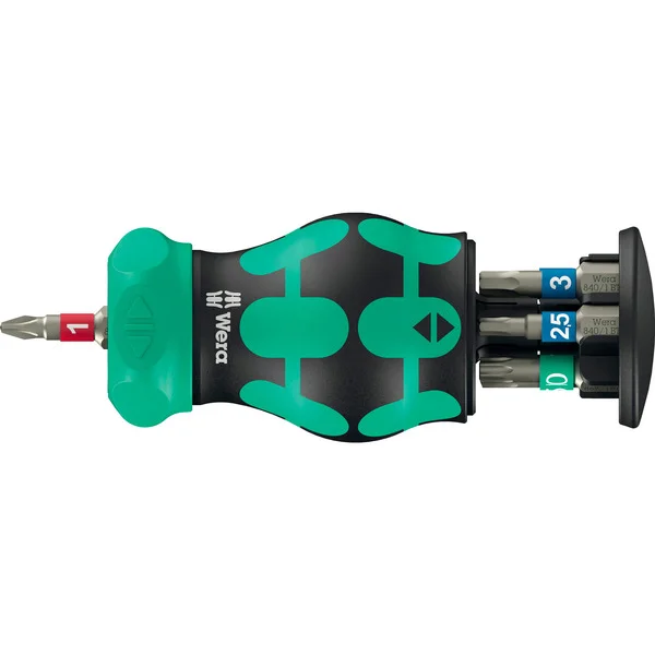 Wera Bicycle Set 5, 2025, Bit-Satz (schwarz/grün, 7-teilig, 1/4", mit Ratschenfunktion)