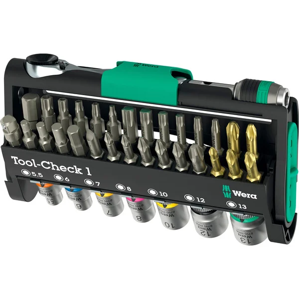 Wera Tool-Check 1, Bit-Satz (schwarz/grün, 38-teilig, inkl. 1/4" Bit-Ratsche)