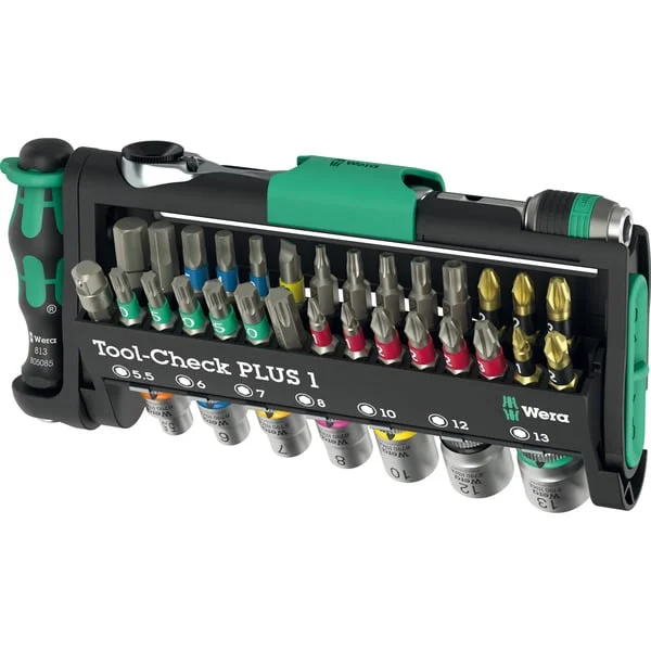 Wera Tool-Check PLUS 1, Bit-Satz (schwarz/grün, 39-teilig, inkl. 1/4" Bit-Ratsche)