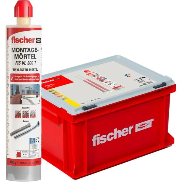 fischer Vorteils-Box Injektionsmörtel FIS VL 300 T HWK G (grau, 20 Kartuschen mit je 300ml, im Koffer)