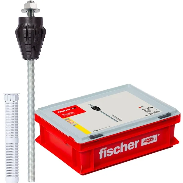 fischer Abstandsmontagesystem Thermax 12/110 M12 HWK, Dübel (schwarz/grau, 25 Stück, Koffer)