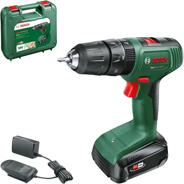 Bosch Heimwerken & Garten Akku-Schlagbohrschrauber EasyImpact 18V-40 (grün/schwarz, Li-Ionen Akku 2,0Ah, Koffer, POWER FOR ALL ALLIANCE)