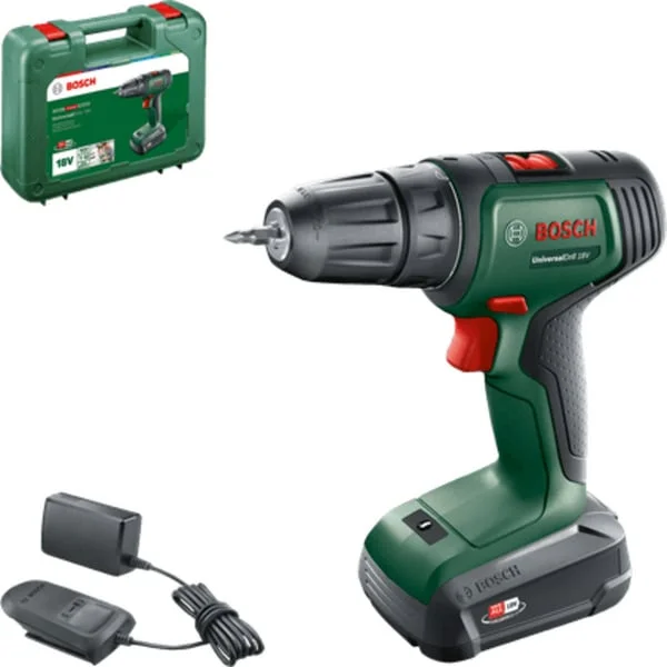 Bosch Heimwerken & Garten Akku-Bohrschrauber UniversalDrill 18V (grün/schwarz, Li-Ionen Akku 2,5Ah, Koffer, POWER FOR ALL ALLIANCE)