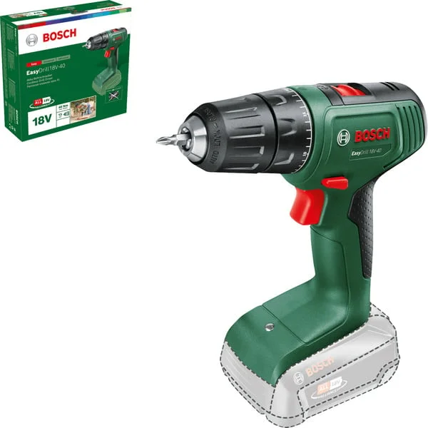 Bosch Heimwerken & Garten Akku-Bohrschrauber EasyDrill 18V-40 (grün/schwarz, ohne Akku und Ladegerät, POWER FOR ALL ALLIANCE)
