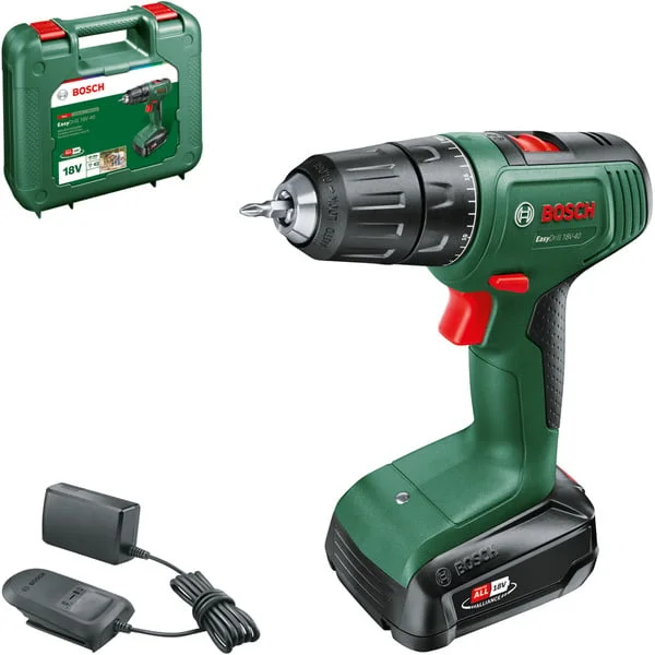 Bosch Heimwerken & Garten Akku-Bohrschrauber EasyDrill 18V-40 (grün/schwarz, Li-Ionen Akku 2,0Ah, Koffer, POWER FOR ALL ALLIANCE)