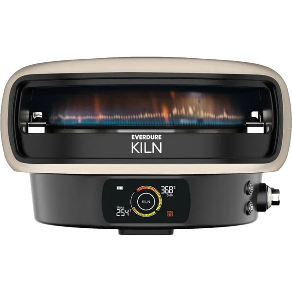 Everdure Kiln DR Digitaldisplay, Pizzaofen (hellgrau/schwarz, 9,2 kW, für Pizzen bis ca. Ø 40,5cm, rotierender Pizzastein)