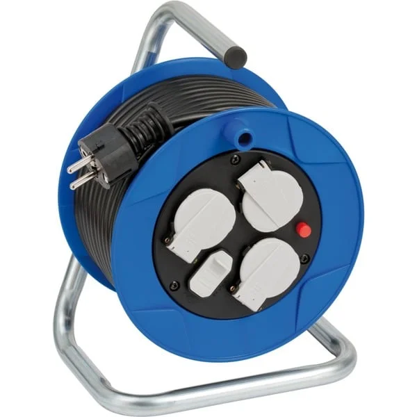 Brennenstuhl Garant Kompakt Indoor-Kabeltrommel, 3-fach (blau/schwarz, 15 Meter, 2x USB)
