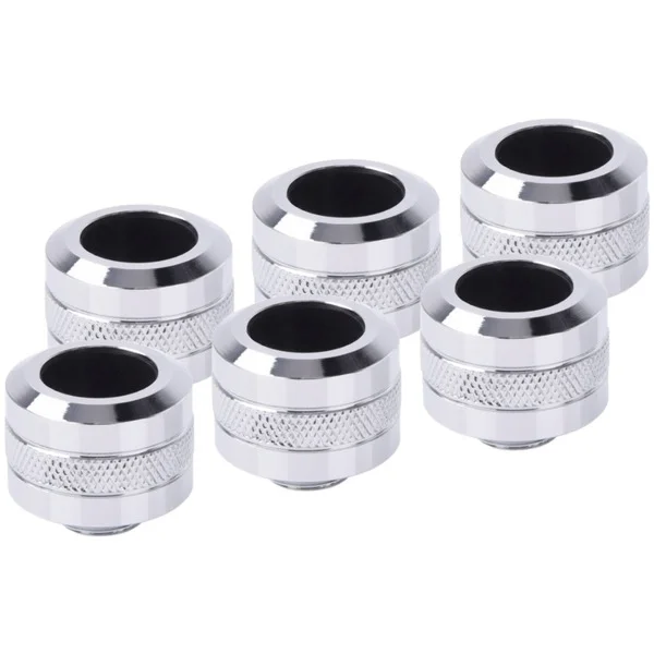 Alphacool Eiszapfen PRO 16mm HardTube Fitting G1/4 - Chrome Sixpack, Verbindung (chrom, 6 Stück)