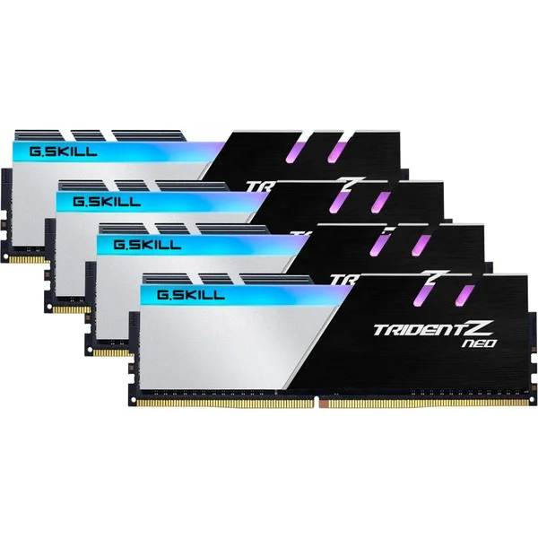 G.Skill DIMM 64 GB DDR4-3200 (4x 16 GB) Quad-Kit, Arbeitsspeicher (schwarz/weiß, F4-3200C16Q-64GTZN, Trident Z Neo, INTEL XMP)