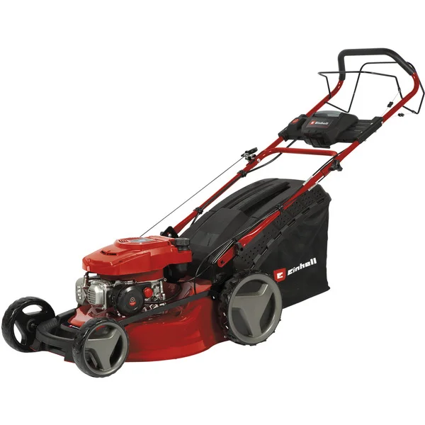 EINHELL Benzin-Rasenmäher GC-PM 51/3 S HW-E Li (rot/schwarz, mit Hinterradantrieb, E-Starter mit Power X-Change Li-Ionen Akku 2Ah)