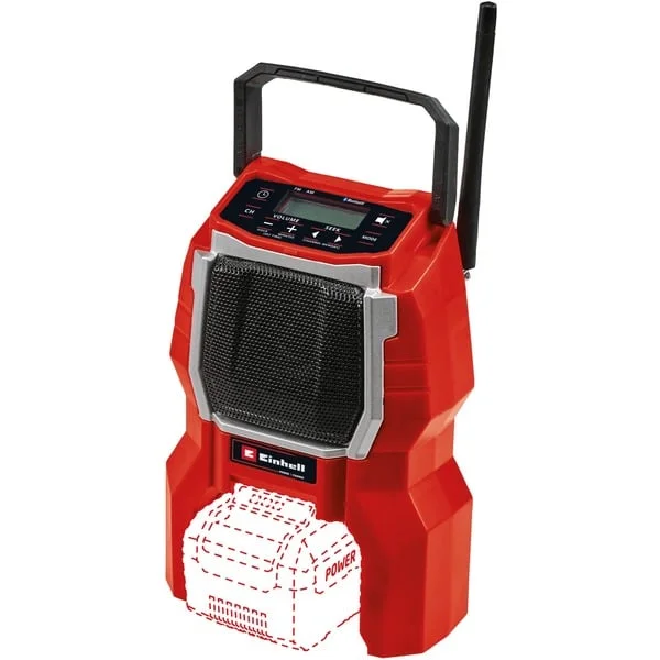 EINHELL TC-RA 18 Li BT - Solo, Baustellenradio (rot/schwarz, Bluetooth, ohne Akku und Ladegerät)