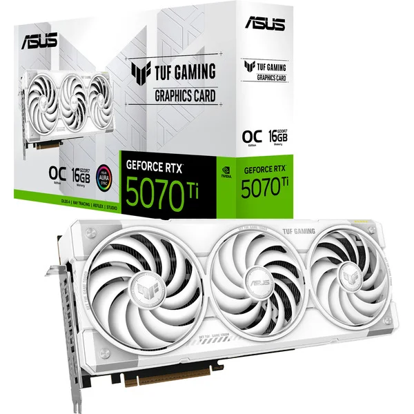 ASUS GeForce RTX 5070 Ti TUF GAMING OC WHITE Edition, Grafikkarte (weiß, DLSS 5, 3x DisplayPort, 2x HDMI 2.1)
