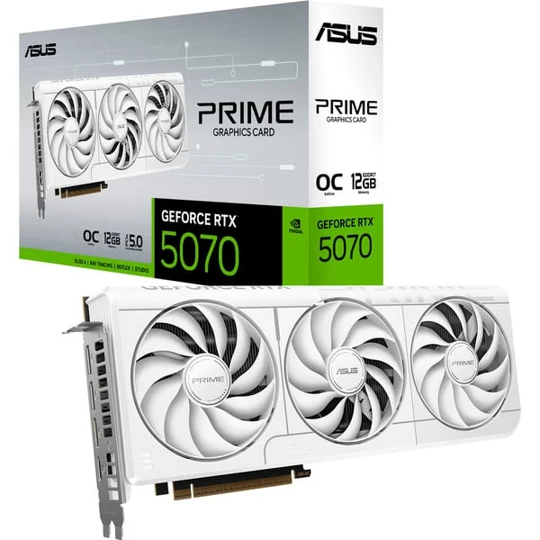 ASUS GeForce RTX 5070 PRIME OC WHITE, Grafikkarte (weiß, DLSS 5, 3x DisplayPort, 2x HDMI 2.1)