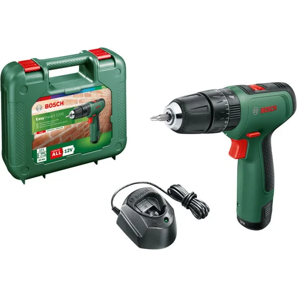 Bosch Heimwerken & Garten Akku-Schlagbohrschrauber EasyImpact 1200, Schlagbohrmaschine (grün/schwarz, Li-Ionen Akku 1,5Ah, Koffer)