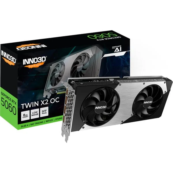 INNO3D GeForce RTX 5060 TWIN X2 OC 8GB, Grafikkarte (DLSS 5, 3x DisplayPort, 1x HDMI 2.1)