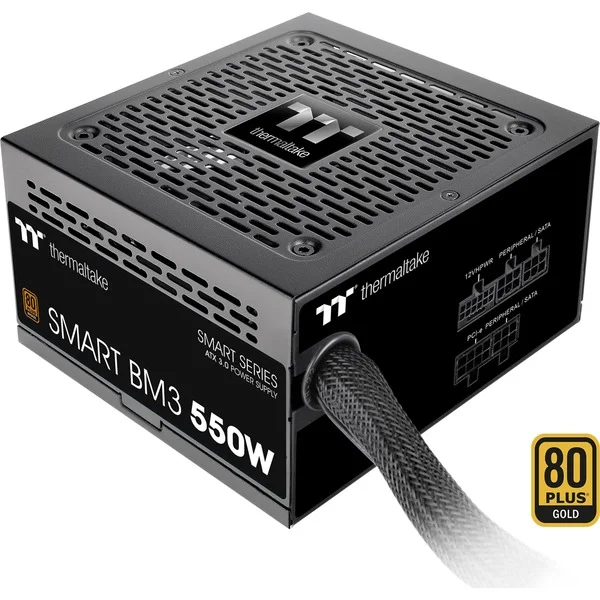Thermaltake SMART BM3 550W, PC-Netzteil (schwarz, 1x 12VHPWR, 2x PCIe, Kabel-Management, 550 Watt)
