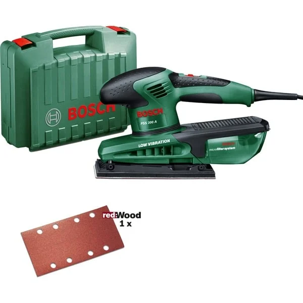 Bosch Heimwerken & Garten Schwingschleifer PSS 200 A (grün/schwarz, 200 Watt, im Koffer)