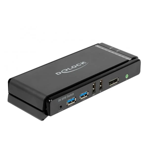 DeLOCK DisplayPort 1.4 KVM Switch, 8K 60Hz, USB 3.2 Gen 1, Audio, KVM-Switch (grau/schwarz)