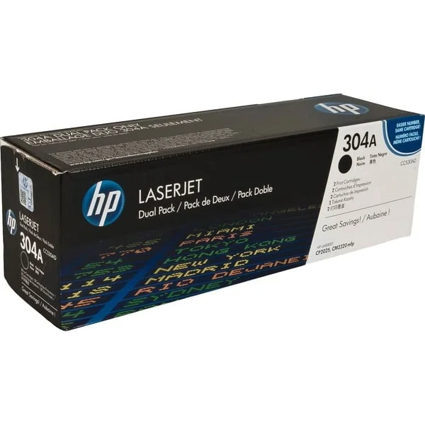 HP Toner schwarz 304A (CC530AD) (schwarz, Doppelpack, Retail)